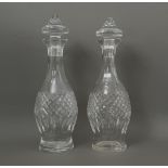 A pair of Waterford 'Colleen' pattern cut glass decanters - late 20th century, baluster form with