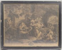 After Antoine Coypel (1661-1722) - an 18th century engraving, Bacchus and Ariadne, 17½ x 22 3/8in (