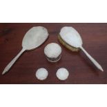 A George VI silver part-dressing-table set - Mappin & Webb, London 1938, with engine turned Art Deco