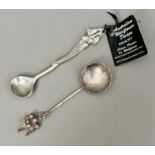 An Australian silver spoon - by Harris & Co, Perth, with a scalloped edge, hammered textured bowl