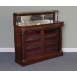 A Regency rosewood chiffonier - with brass galleried, mirrored back with turned brass supports, over