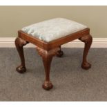 A Chippendale style mahogany stool - second half 20th century, with drop-in seat, upholstered in