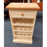 PAINTED PINE WINE RACK WITH SINGLE DRAWER