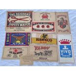VINTAGE ADVERTISING POSTERS FOR MATCHES TO INCLUDE THE SCISSOR SAFETY MATCH, RED CRAB, FARGO WELLS,