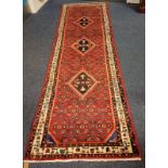 FULL PILE HAND WOVEN PERSIAN SURU RUNNER WITH DIAMOND MEDALLION DESIGN,