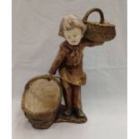 AMPHORA WARE FIGURE OF CHILD WITH 2 BASKETS - 30 CM TALL