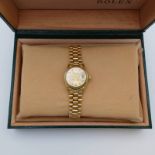 ROLEX 18CT GOLD DATEJUST LADIES OYSTER PERPETUAL WRISTWATCH WITH 18CT GOLD BRACELET & DIAMOND SET