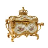 A Gilt-Metal-Mounted Berlin-Style Porcelain Casket, in 18th century style, the hinged cover with