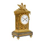 A French Gilt Bronze Marble Striking Mantel Clock, circa 1890, case surmounted by arrows and