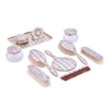 A George V Silver-Mounted Mother-of-Pearl and Abalone Dressing-Table-Service, by Percy James Finch,