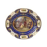 A Sèvres Porcelain Oval Dish, 18th century with later decoration, depicting Queen Philippa