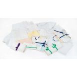 Assorted White Linen and Textiles comprising Irish damask linen large napkins, Irish silk damask