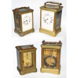 A French Brass Striking Carriage Clock, circa 1900, movement stamped HJ for Henri Jacot and numbered