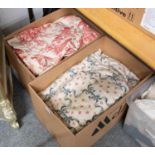 Modern Curtains and Textiles comprising a pair of pink toile curtains depicting figures in