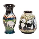 A Modern Moorcroft Panda Family Pattern Vase, 2010, designed by Marie Penkethman, impressed