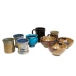 Jane Hamlyn (b.1940): Two Salt Glazed Mugs, each impressed JH mark, 9cm high David Cohen: Two