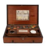 An Early Victorian Satinwood Artist's Watercolour Box, mid-19th century, with herring banding and