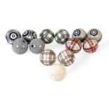 A Collection of Twelve Scottish Pottery Carpet Bowls and a Jack, mid-19th century, the bowls