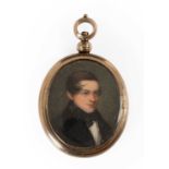 English School (Early 19th Century): A Family Group of Three Miniature Portraits, mounted in a