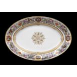 A Sèvres-Style "Royal Hunting Service" Porcelain Dish, 19th century, decorated with arabesques