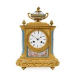 A French Gilt Metal Porcelain Striking Mantel Clock, retailed by Payne & Co, New Bond Street,