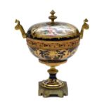 A Sèvres-Style Porcelain Pedestal Bowl and Cover with Gilt-Metal Mounts, early 20th century, gros