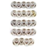 A Set of Twenty Four Meissen-Style Porcelain Dinner Plates, 19th century, painted with harbour