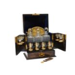 A Victorian Coromandel-Cased Travelling Drink Set, by Lawson & Sons, Brighton, of rectangular