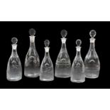 An Anglo-Irish Mallet Decanter and Stopper, circa 1800, with faceted collar to neck, engraved with a