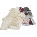 Late 19th/Early 20th Century Dolls Clothes and Accessories comprising a white muslin dress, cotton