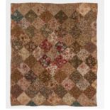 Late 19th Century Reversible Quilt comprising a patchwork of large floral diamond patches in