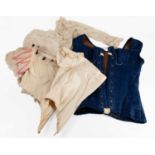 19th Century and Later Bodices and Chemise comprising a cream silk fitted bodice with capped