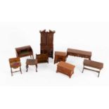 Collection of Late 20th Century Dolls House Furniture comprising Escutcheon Miniatures bureau
