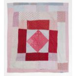 Late 19th Century Reversible Shirting Patchwork, comprising mainly blue, white and pink checked