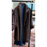 Calman Links Brown Mink Fur Coat with shawl neck collar, three quarter length