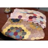 Large Silk Patchwork Cover incorporating mainly hexagonal flower heads in paisley and similar