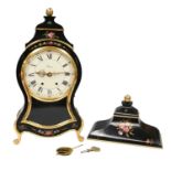 A Reproduction Black Lacquered Bracket Clock, signed Eluxa, second half of the 20th century,