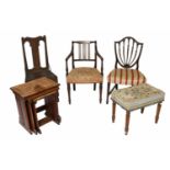 A Regency Mahogany Open Armchair, with reeded arms and turned supports, together with an 18th