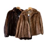 Dark Mink Cropped Fur Jacket with scalloped hem, another lighter example, costume accessories