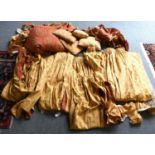 Three Pairs of 'Poppy Bee' and 'Mystic Tree' Curtains by Nouveau Fabric LTD, with red mystic tree
