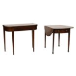 A George III Crossbanded Mahogany Pembroke Table, on tapering square section legs and with single