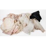 Early 20th Century Lingerie and Undergarments comprising three pink silk chemises with lace trims,