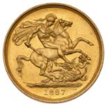 Victoria, Two Pounds 1887, smaller date, small B.P., (Hill T25, S.3865), extremely fine with lustre