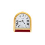 A Gilt Metal Travelling Alarm Timepiece, signed Cartier, Paris, 1990's, quartz battery movement
