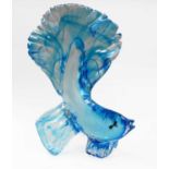 A Murano Style Blue Glass Model of a Fish, 1970s, 33cm