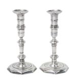 A Pair of George II Irish Silver Candlesticks With an Associated Pair of Irish Silver Nozzles, The C