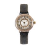 S&Co: A Rare and Early Silver Integrated "Telephone" Shrapnel Guard Wristwatch, manual wound lever