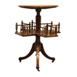 A Victorian Rosewood, Satinwood-Banded and Marquetry-Inlaid Revolving Tripod Table, circa 1890,