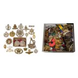 A Collection of Forty Eight Various Military Badges, a Defence and War Medal in box of issue, four