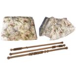 Two Pairs of Floral Linen Curtains, each measures 290cm drop by 195cm wide, all lined and